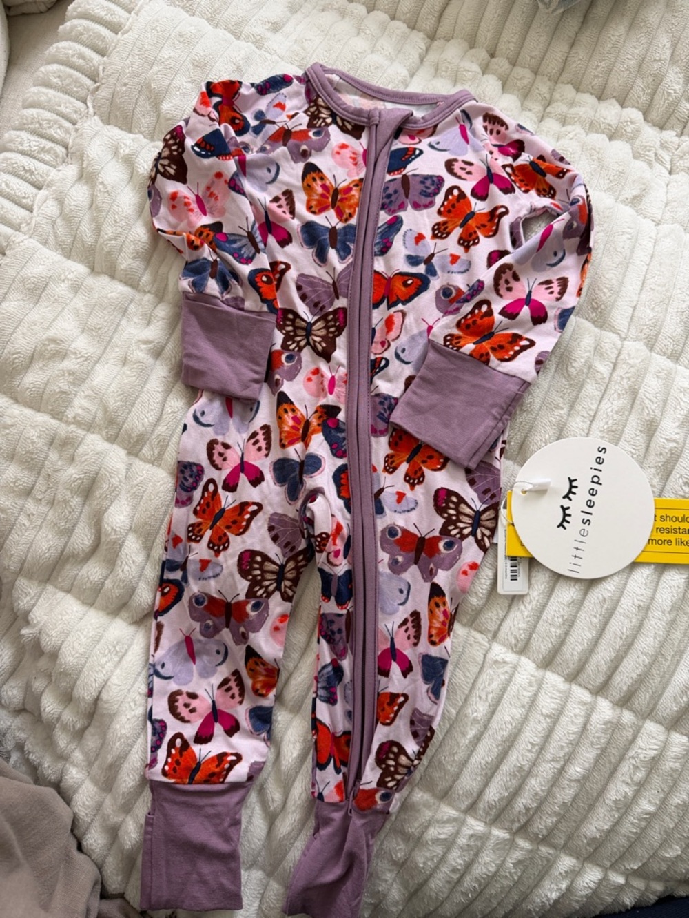 Little Sleepies Lavender Butterfly Print One-Piece Footie Pajamas